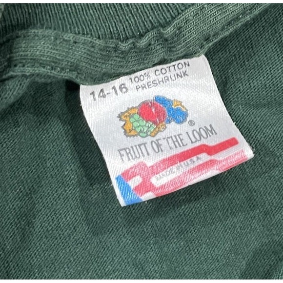 Vintage 90s Alaska Wolf Graphic Tee Single Stitch‎ Shirt Green Youth Large USA - Picture 5 of 5